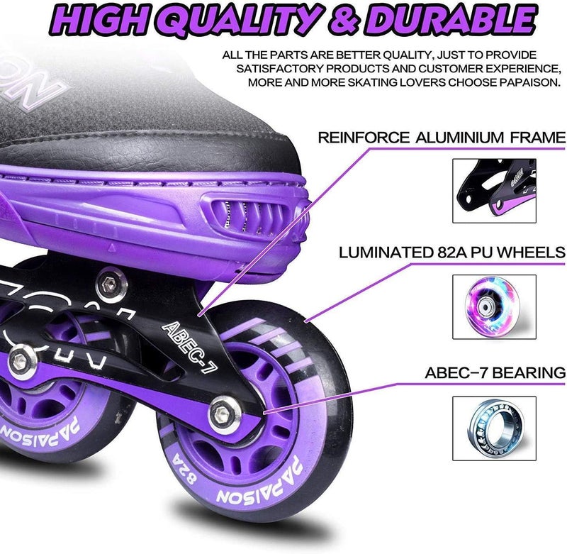 PAPAISON Adjustable Inline Skates for Kids and Adults with Full Light Up Wheels, Outdoor Roller Skates for Girls and Boys, Men and Women - Image 5